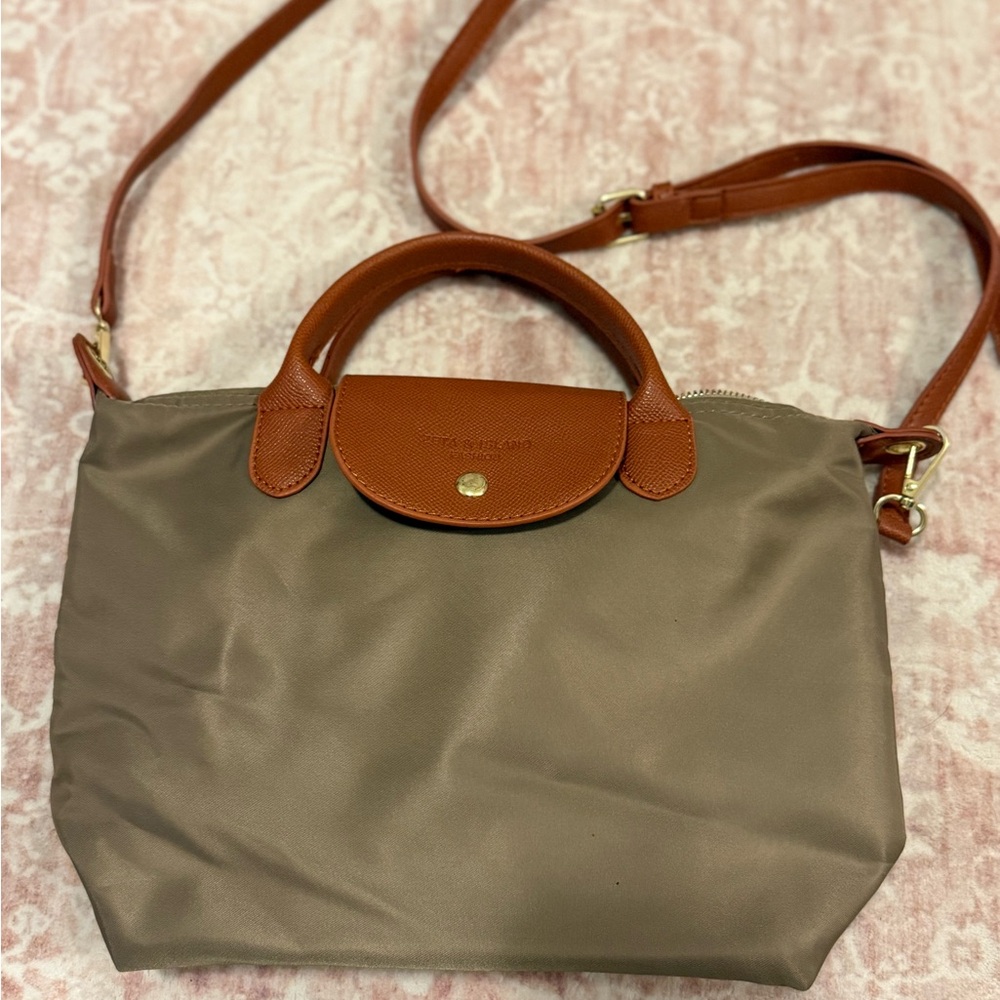 Taupe nylon crossbody bag